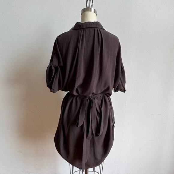 ALICE + OLIVIA Minimalist Brown Shirt Dress - Picture 5 of 10